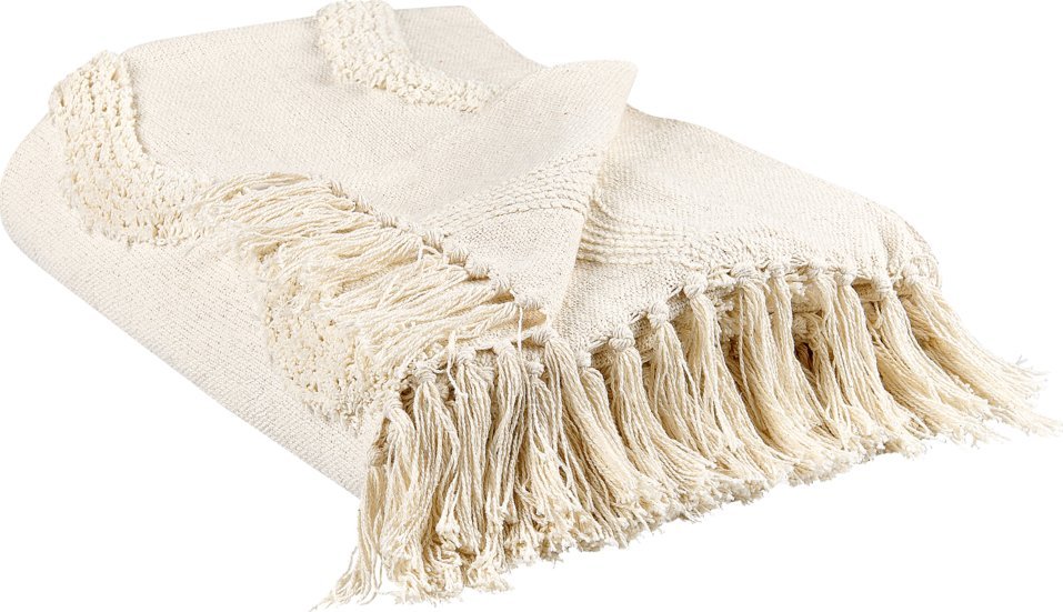 Beliani Bawełniany koc 125 x 150 cm beżowy KHARI