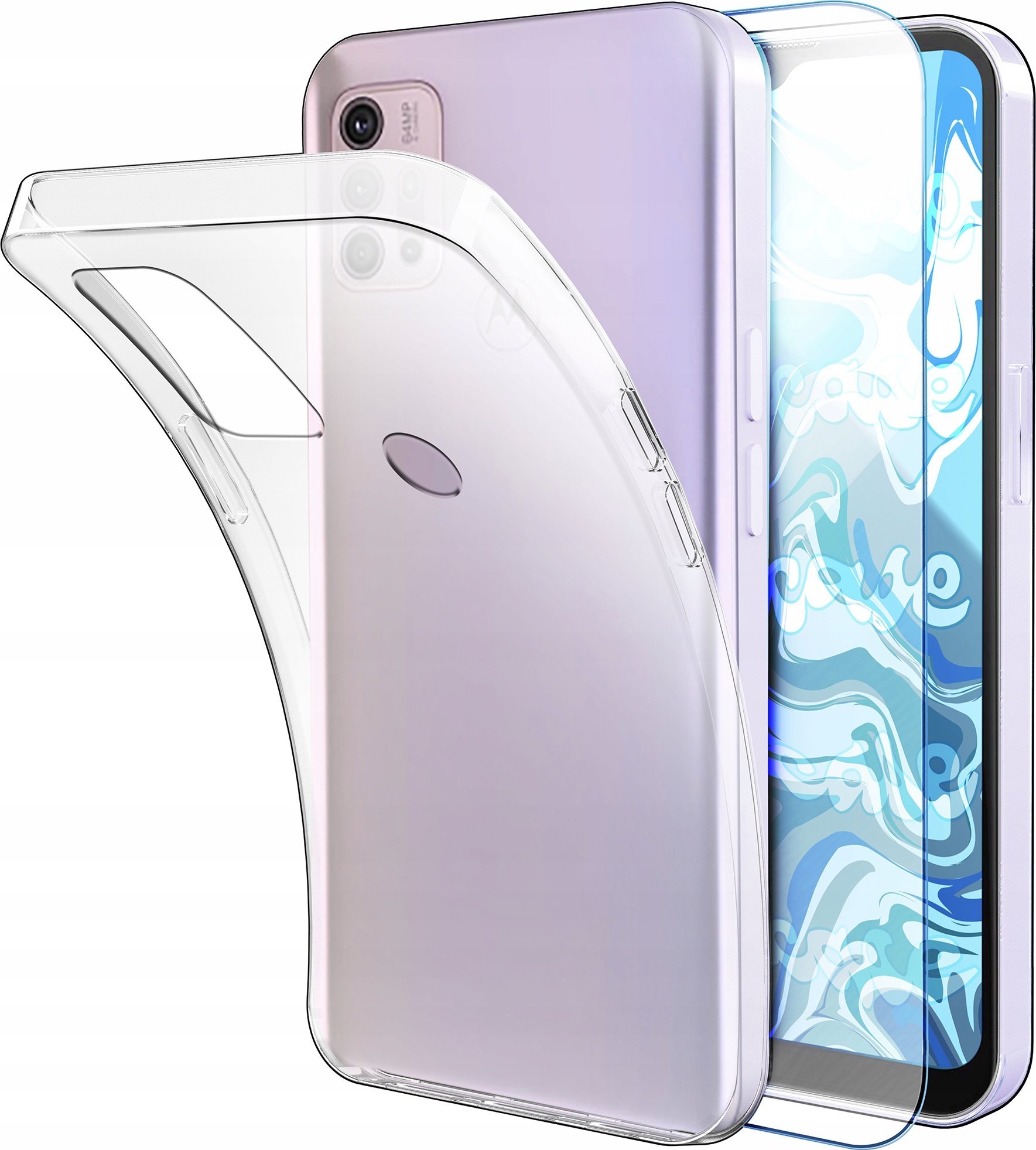 Etui Do Moto G10 / Power / G20 / G30 (Przezroczyste, Silikonowe) Szkło 9H