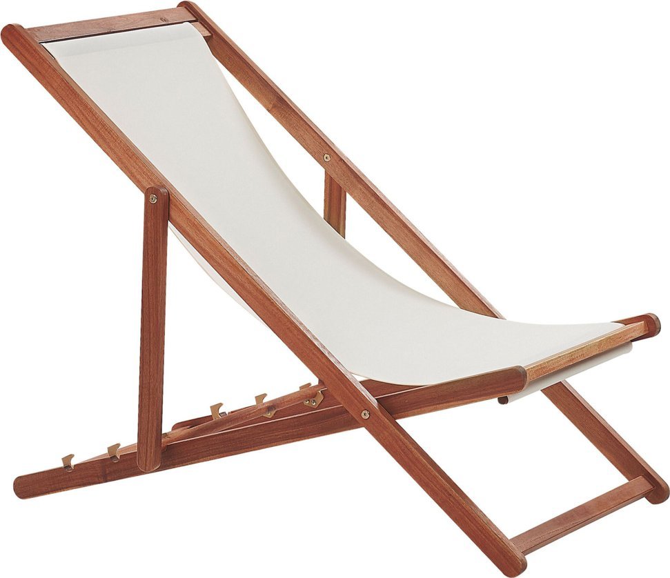 Beliani Leżak ogrodowy i zestaw 2 wymiennych tkanin (różne warianty) ciemne drewno ANZIO