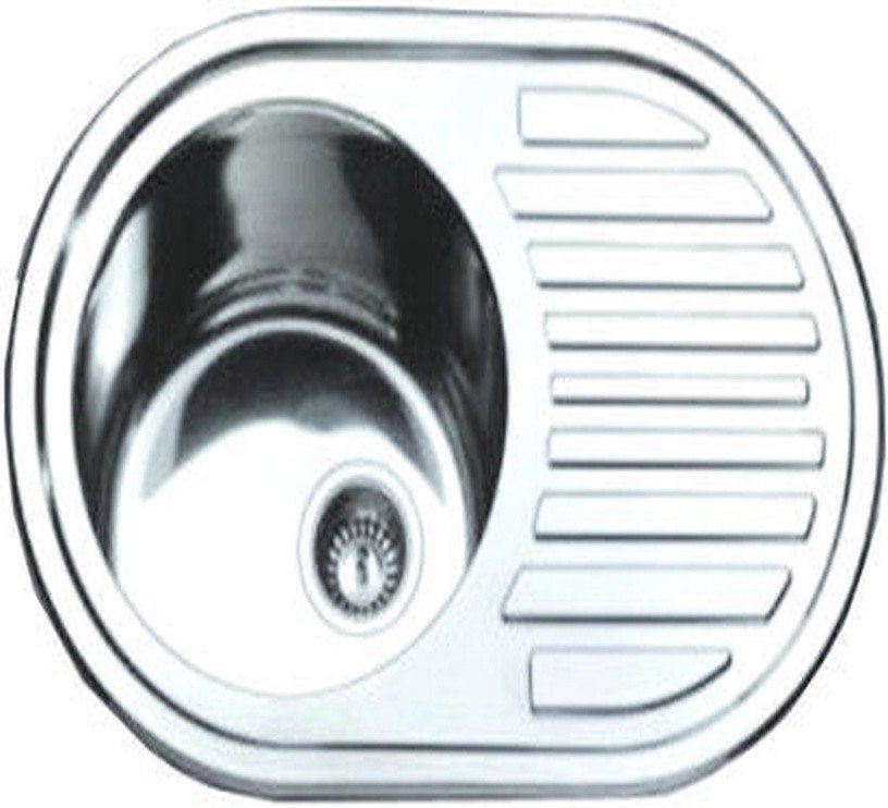 Sink TREDI, stainless steel, with siphon set, right, 77 x 50 cm