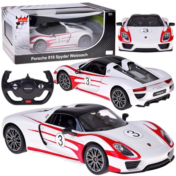 Jokomisiada Rastar auto zdalnie sterowane Porsche 918 Spyder 1:14 pilot oświetlenie RC0711 EDUKAMP