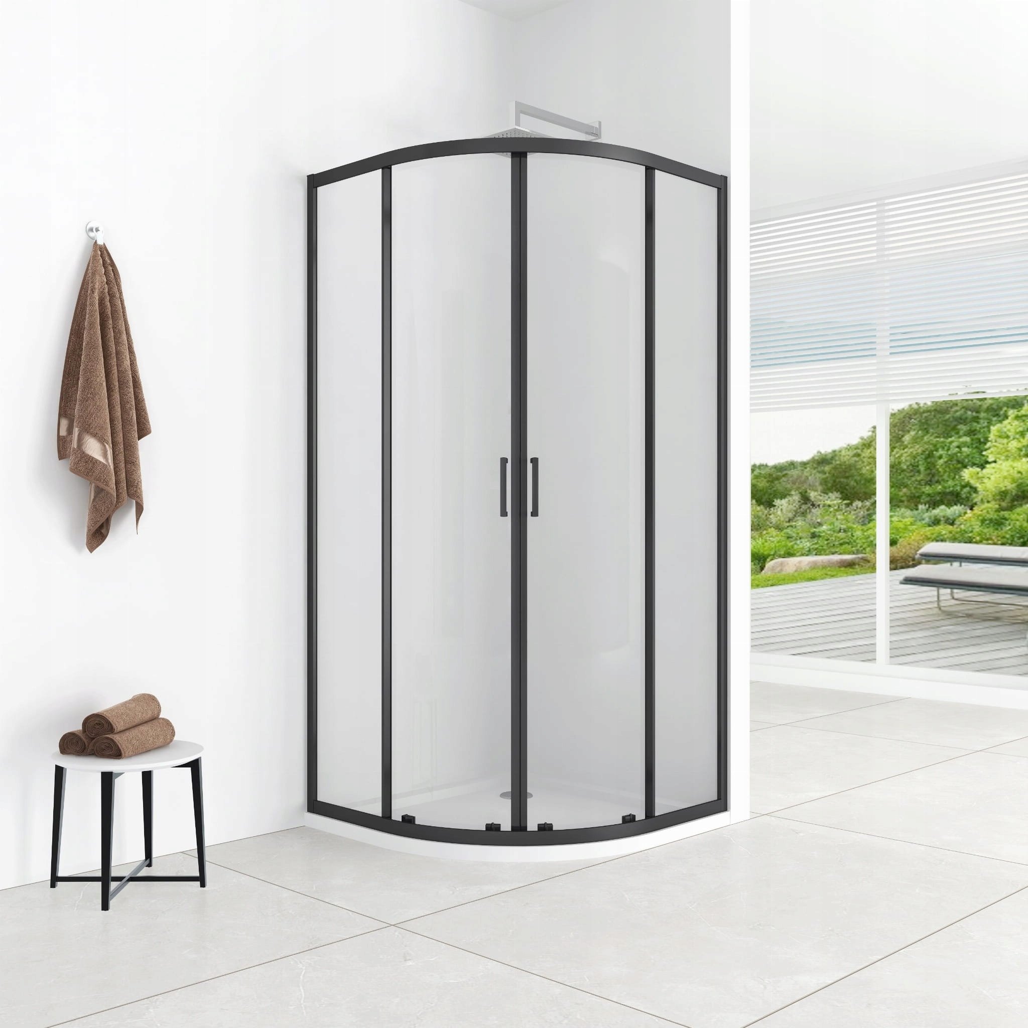 AQ.100-501103 / AQUAFORM / AZUL / KABINA PÓŁOKRĄGŁA 80/185 BLACK MATT, SZKŁO CZYSTE 5MM EASY CLEAN /