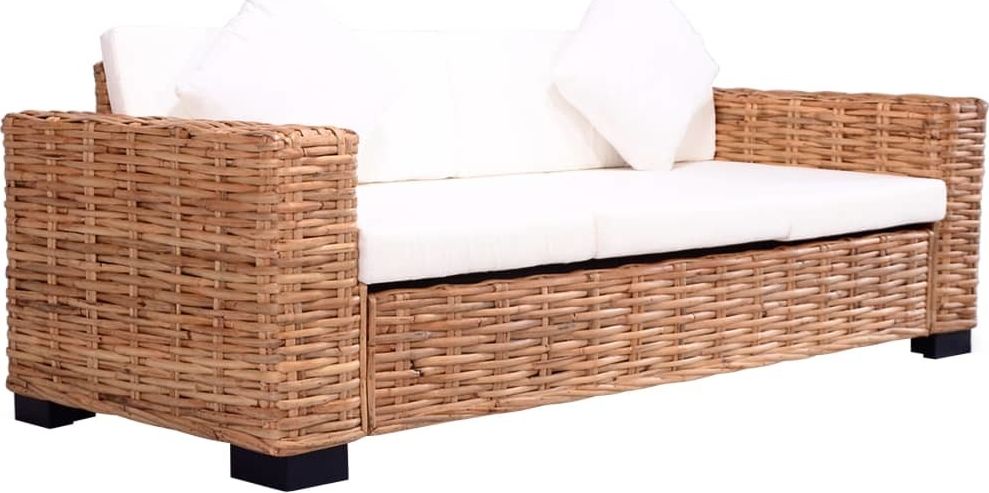 vidaXL 3 osobowa sofa ogrodowa, z naturalnego rattanu (276351)