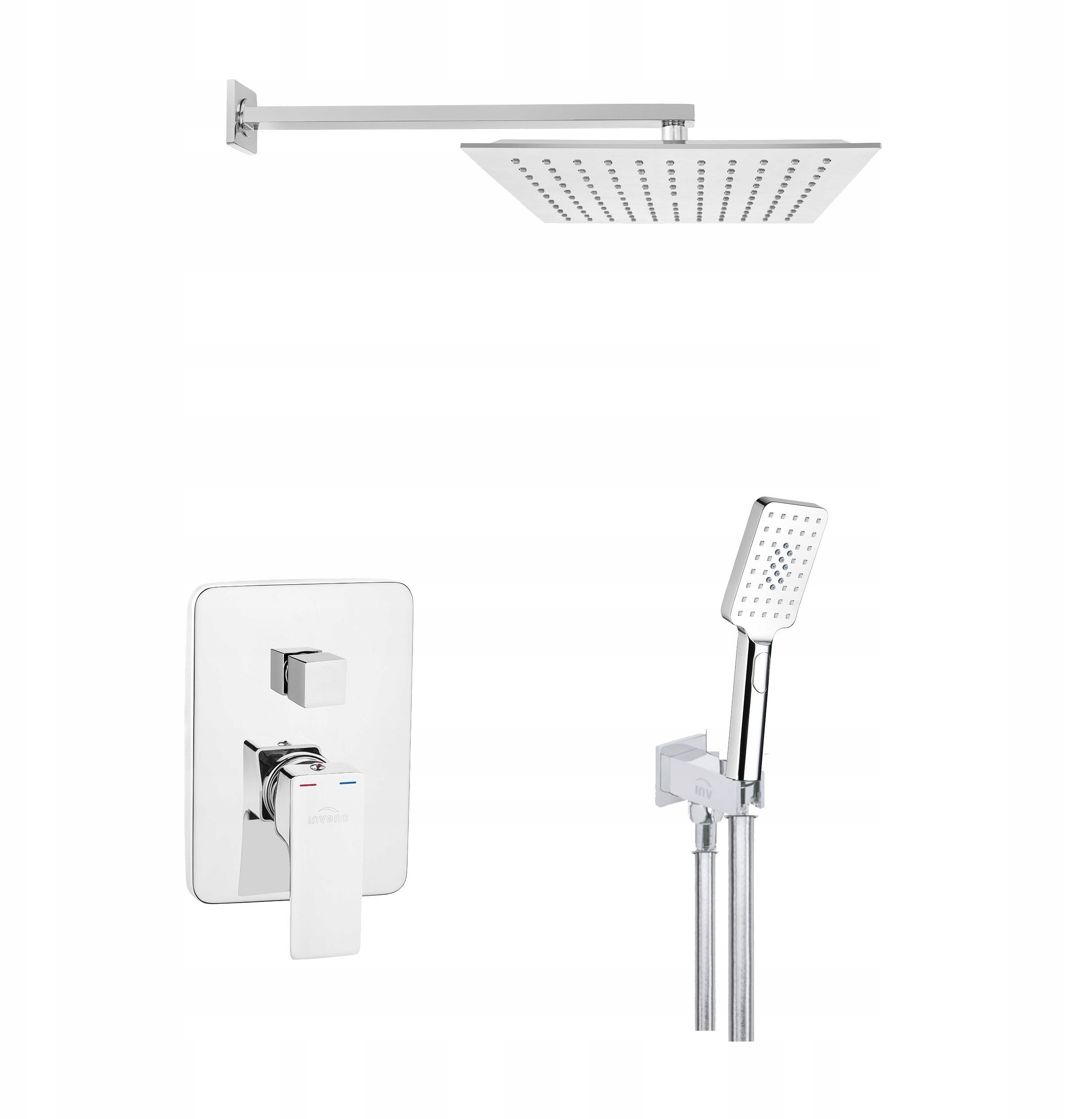 Invena zestaw prysznicowy podtynkowy z deszczownicą, chrom BS-28-0K2-A