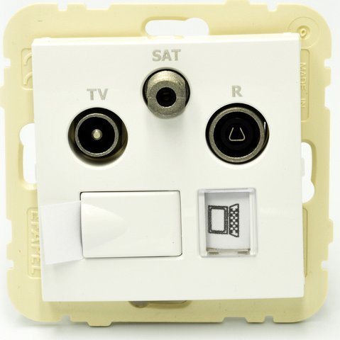 Efapel Logus90 gniazdo multimedialne rtv/sat końcowe z modułem RJ45 kat. 6 biały 90544 KWBR