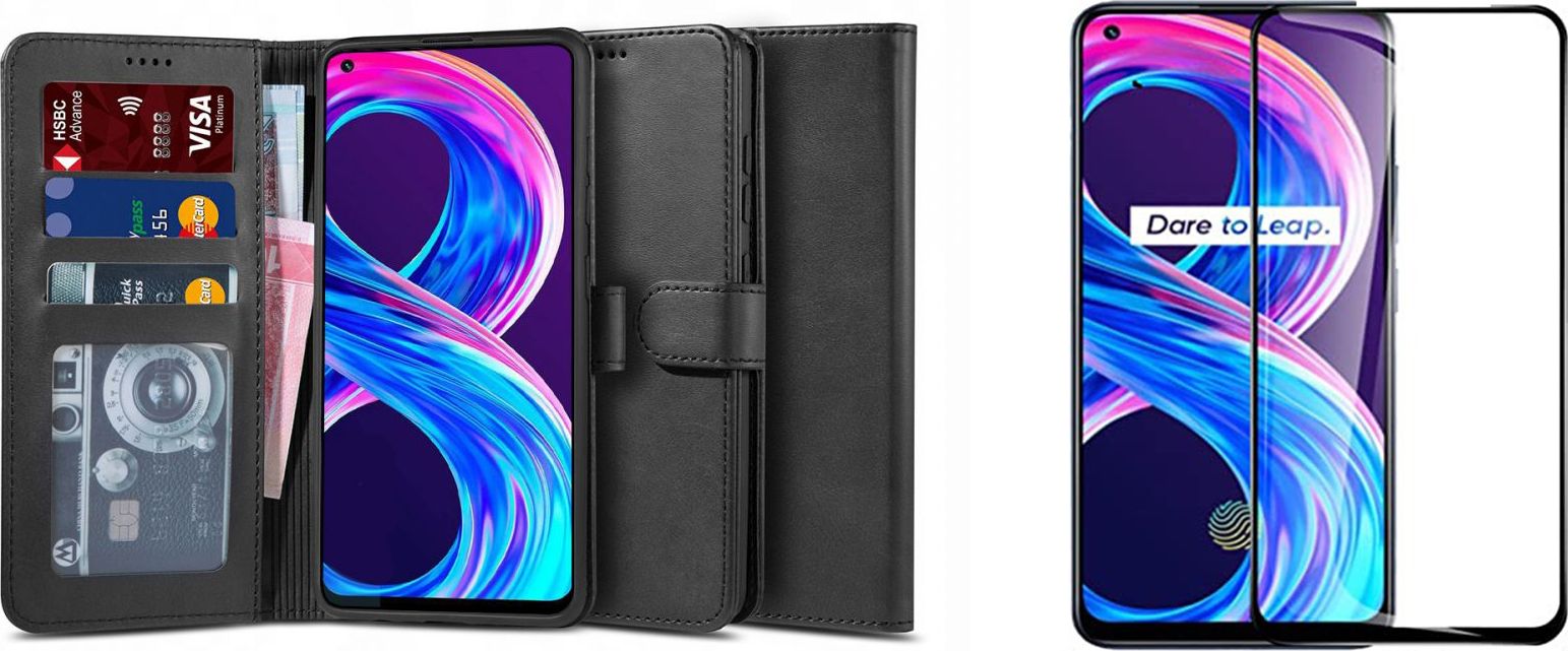 Braders Etui Portfel Wallet 2 + Szkło do Realme 8 / 8 Pro