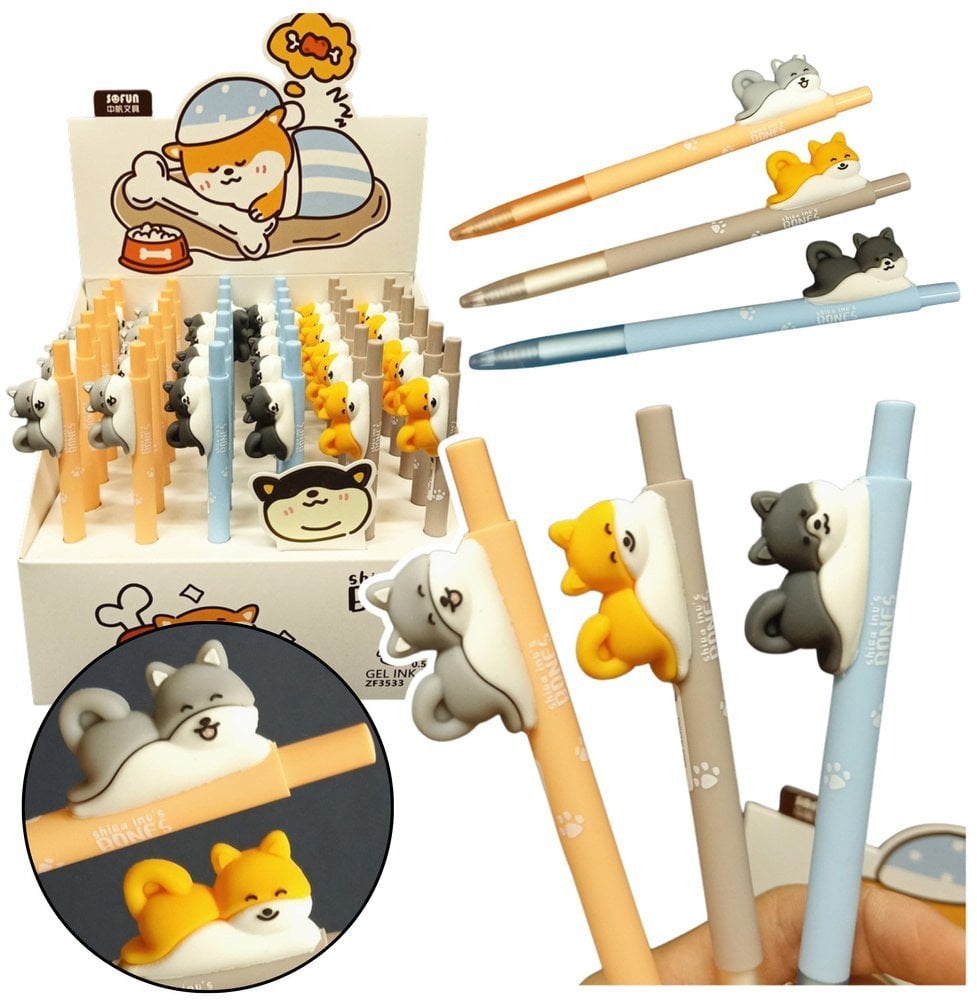 Długopis Z Figurką Pieska Shiba Niebieski Tusz 0.5mm