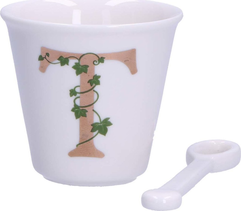 NPC Polska La Porcellana Bianca Filiżanka z łyżeczką litera T 75 ml