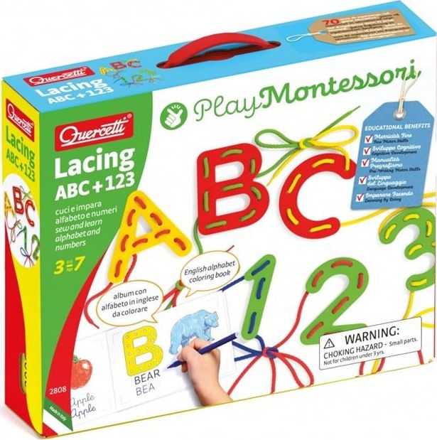 Quercetti Montessori Play Przeplatanka ABC+123