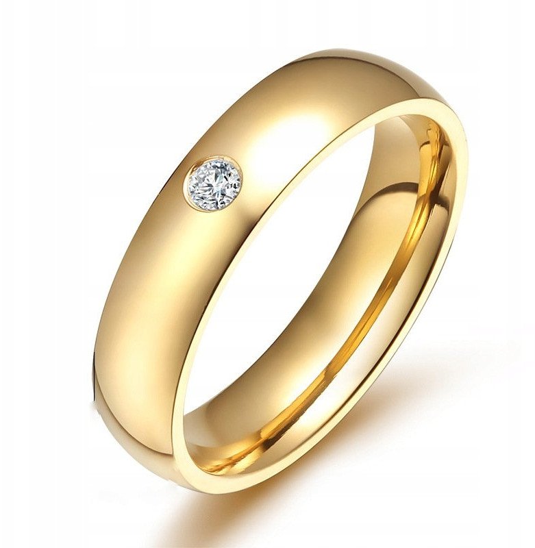 ZŁOTY PIERŚCIONEK OBRĄCZKA ŚLUBNA STAL 316L r.17
