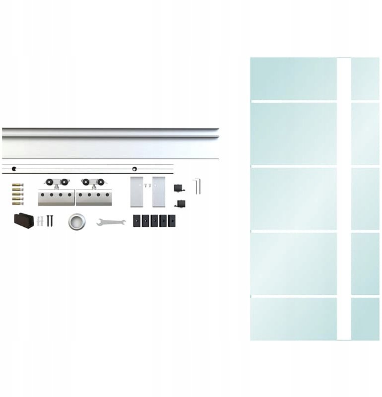 Drzwi wewnętrzne przesuwne szklane z prowadnicą 90 komplet 5S-95