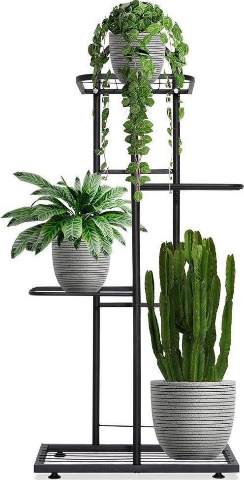 Vilde Kwietnik 4-poziomowy na doniczki metalowy czarny 92 cm
