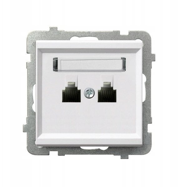 Ospel SONATA Gniazdo telefoniczne podwójne niezależne matowy biały GPT-2RN/m/75