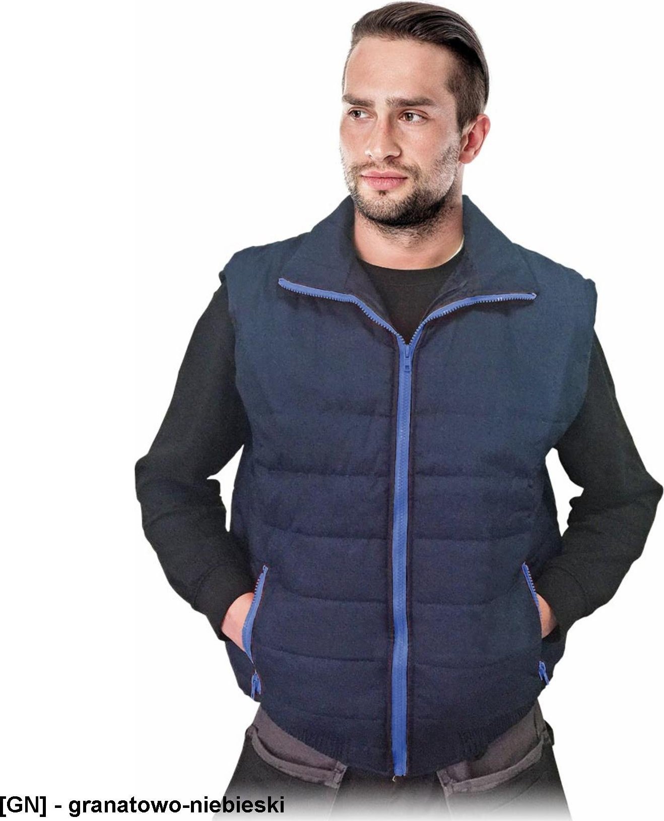 R.E.I.S. PERKOZ- Bezrękawnik ocieplany pikowany - granatowo-niebieski M