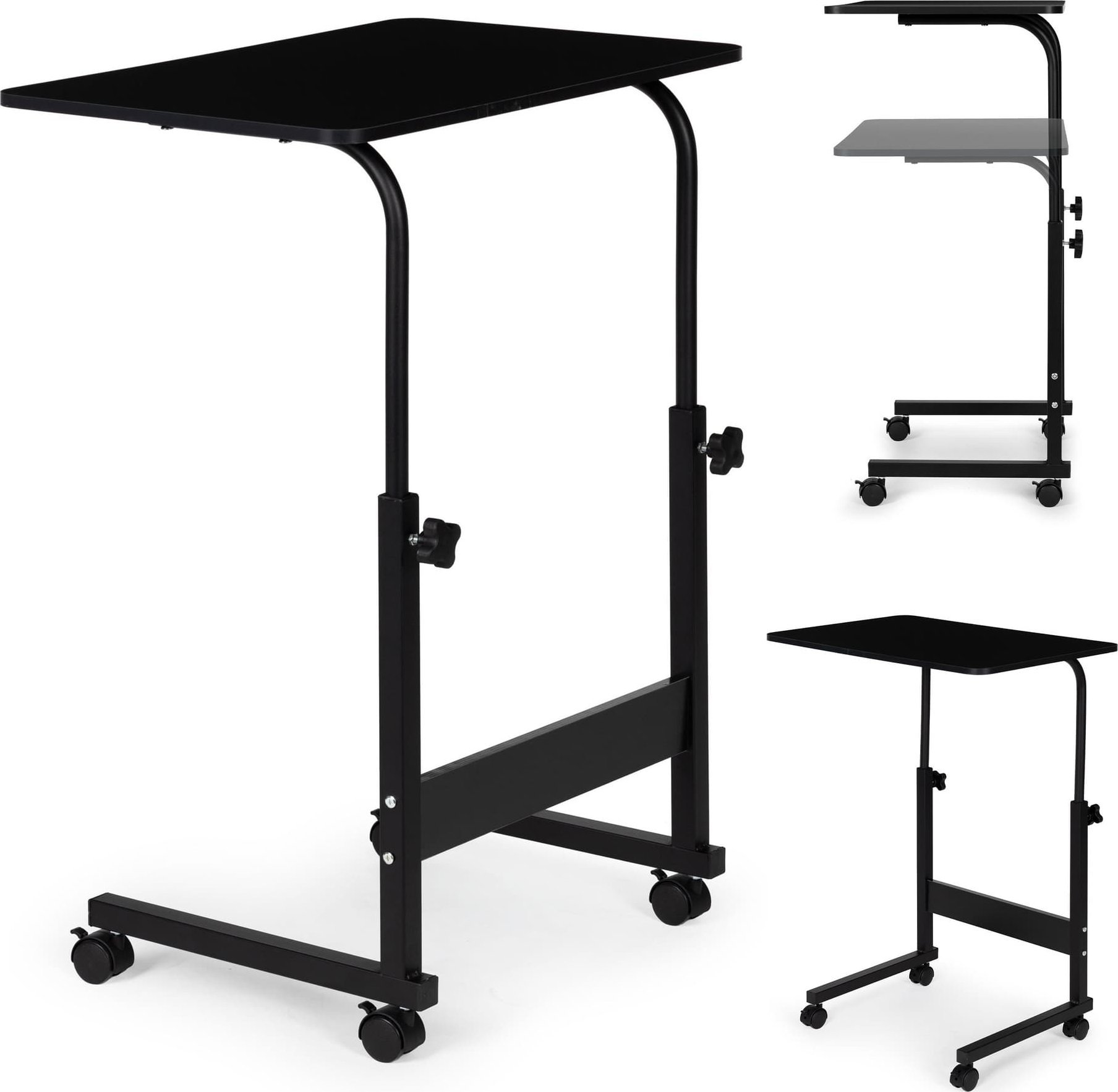 ModernHome Stolik pod laptopa z kółkami biurko dostawiane do fotela kanapy - czarne