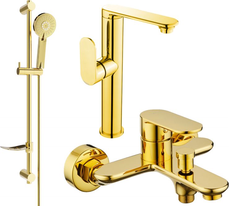 Mexen Mexen Milo DF40 zestaw wannowy, złoty - 713153DF40-50