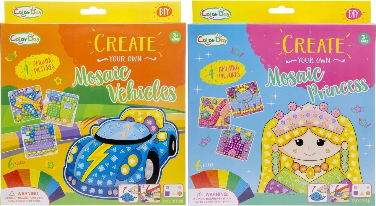 Mozaika DIY - pojazdy lub księżniczka