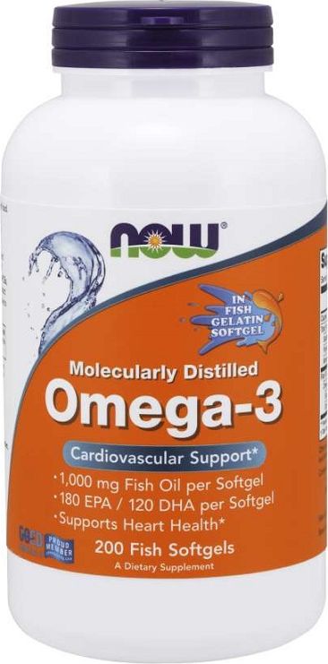 NOW Foods Now Foods - Omega-3 Molecularly Distilled, 200 kapsułek miękkich