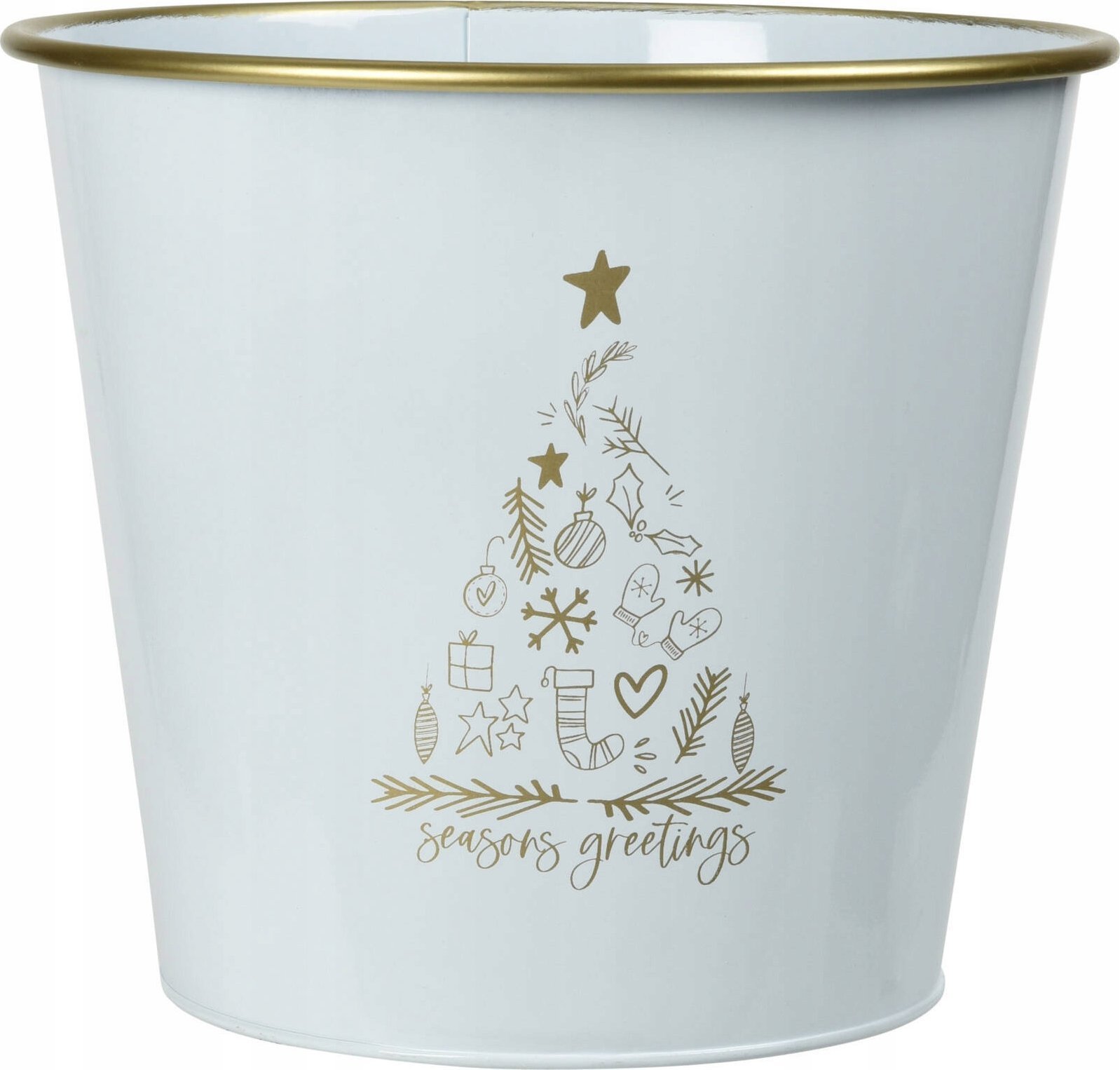 Dekoracja świąteczna Vilde Metalowe wiaderko świąteczne, białe, 30,5 x 29 cm