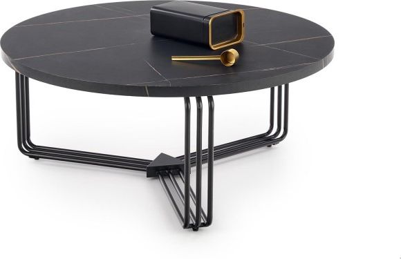 Halmar WNĘTRZARSKIE ŁAWA STOLIK KAWOWY ANTICA CZARNY MARMUR