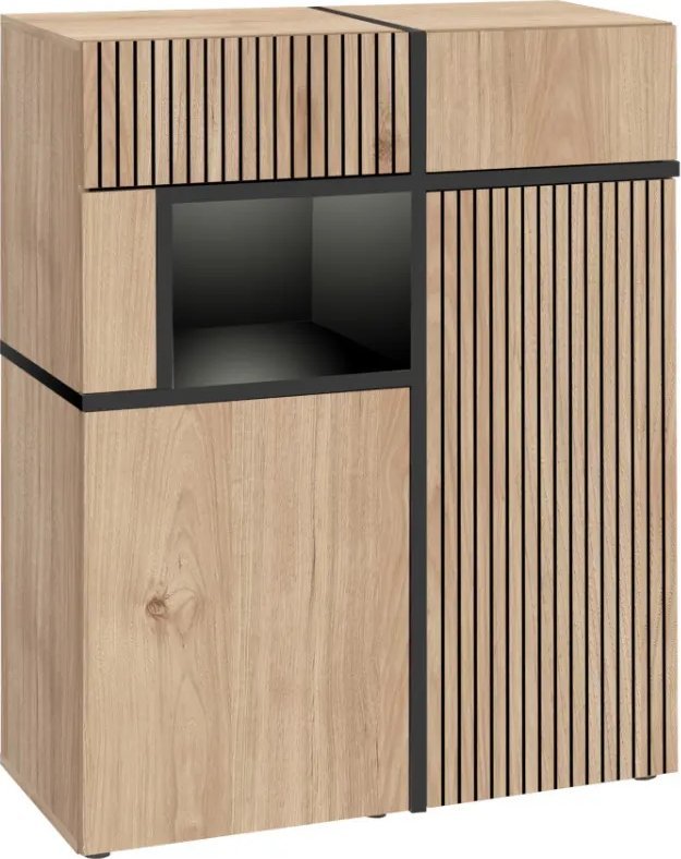 ASM Meble Witryna niska CROSS LED hickory jackson/czarna ASM Meble