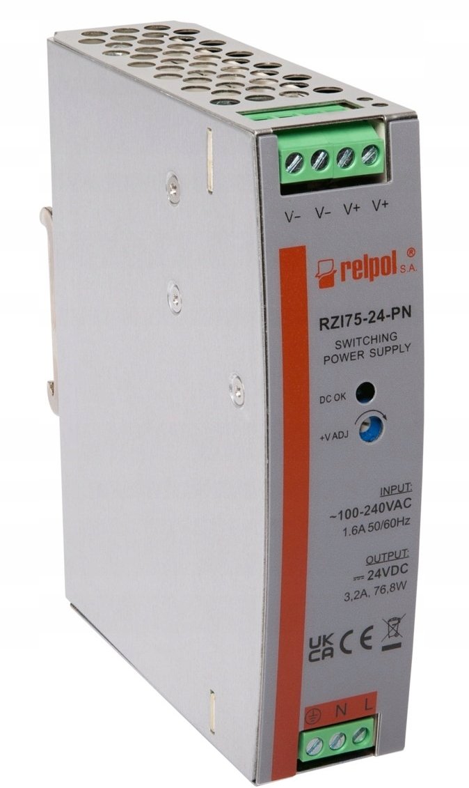 Zasilacz impulsowy przemysłowy 90-264 V AC 24V DC 3,2A moc 76,8W 2616912 RZI75-24-PN