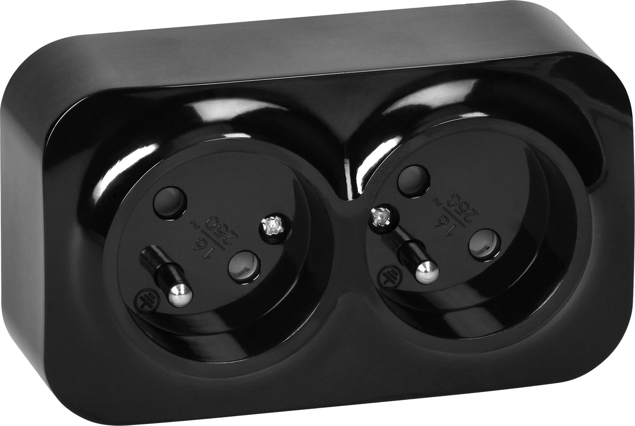 Orno ToDo Gniazdo podwójne 2x2P+Z, 16A/230VAC, IP20, Czarne