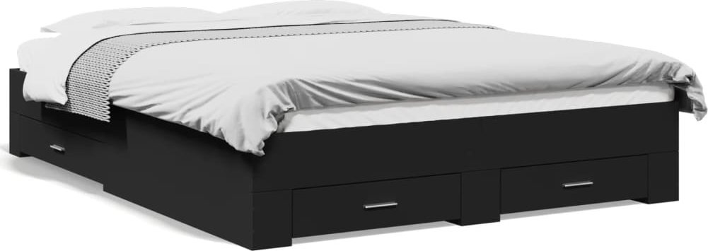 vidaXL Rama łóżka z szufladami, czarna, 140x200 cm