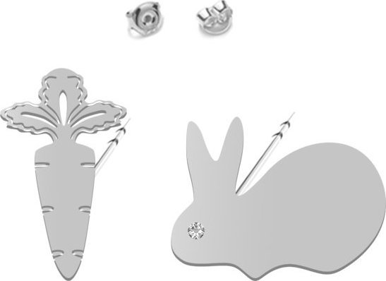 Radziszewska Jewellery Kolczyki Srebrne Królik Marchewka