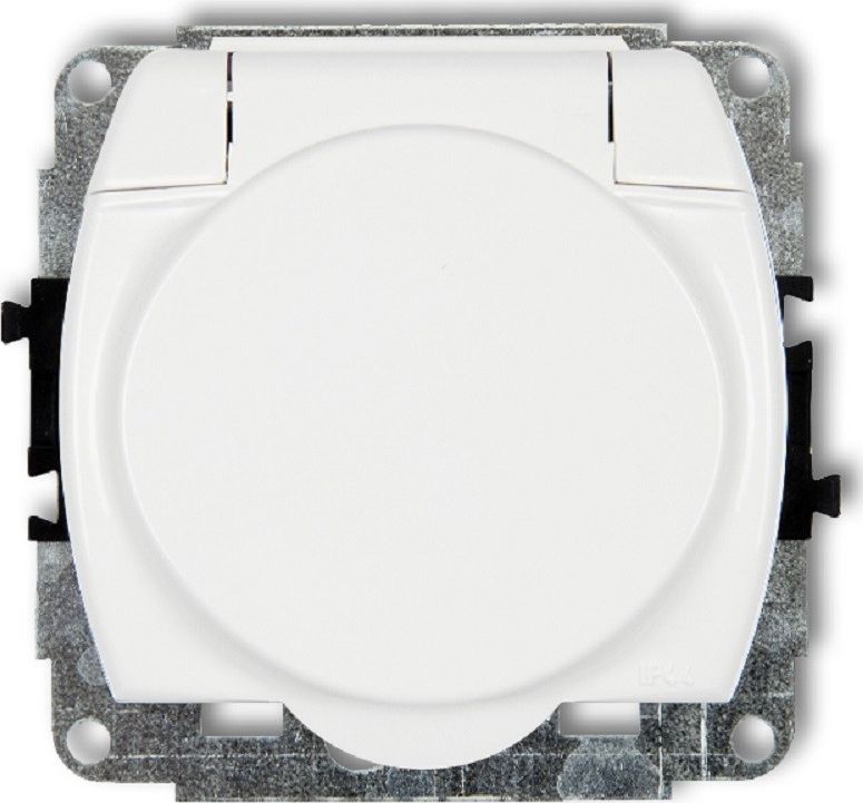 Karlik TREND Gniazdo bryzgoszczelne z/u (klapka biała) biały GPB-1z