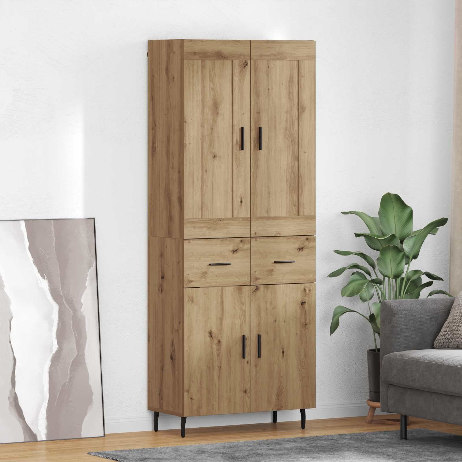 vidaXL Highboard 2 pcs Dąb rzemieślniczy Drewno inżynieryjne i szkło