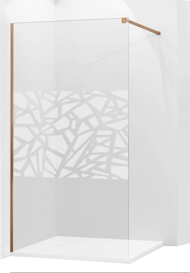 Mexen Mexen Kioto ścianka prysznicowa 120 x 200 cm, transparent/biały wzór 8 mm, różowe złoto - 800-120-101-60-85