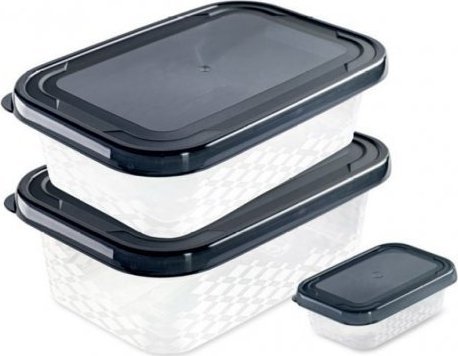 Branq BRANQ - 3x Pojemnik na żywność - plastikowy - ORI SQUARE