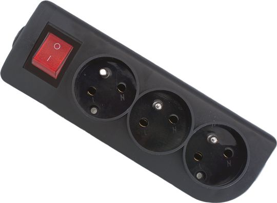 Elgotech Rozgałęźnik do przedłużacza z wyłącznikiem 3-gniazda z/u czarny GN-30W-2