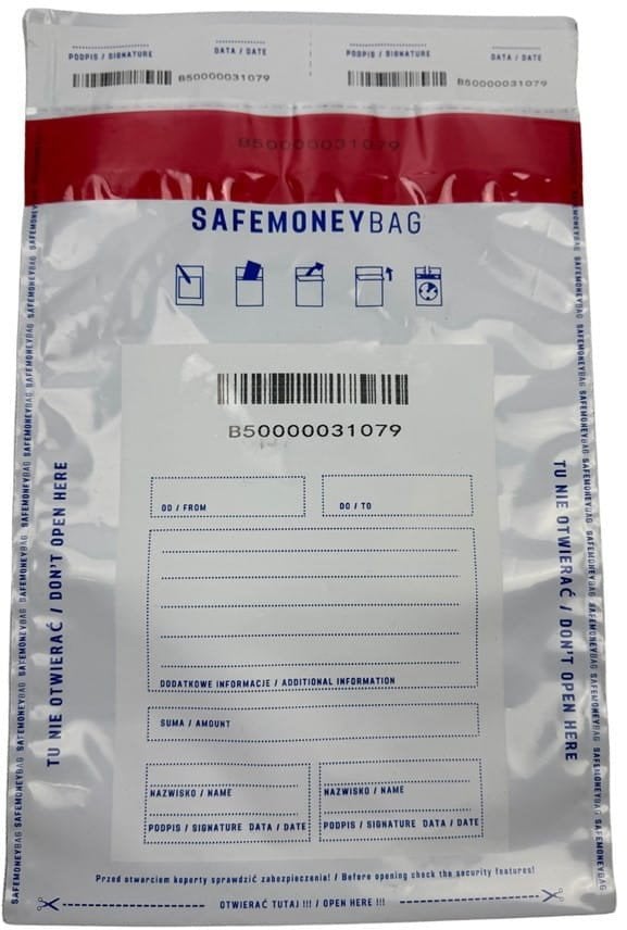 SAFEMONEYBAG Koperty bezpiecznie depozytowe biała B5 190mmx260mm+35mm 100 szt