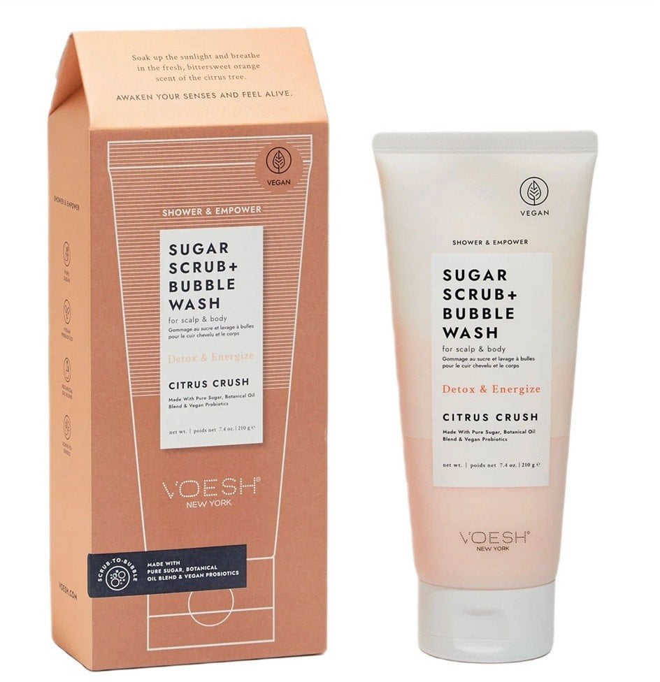 VOESH_Sugar Scrub + Bubble Wash peeling i pianka do mycia skóry głowy i ciała Citrus Crush 210g