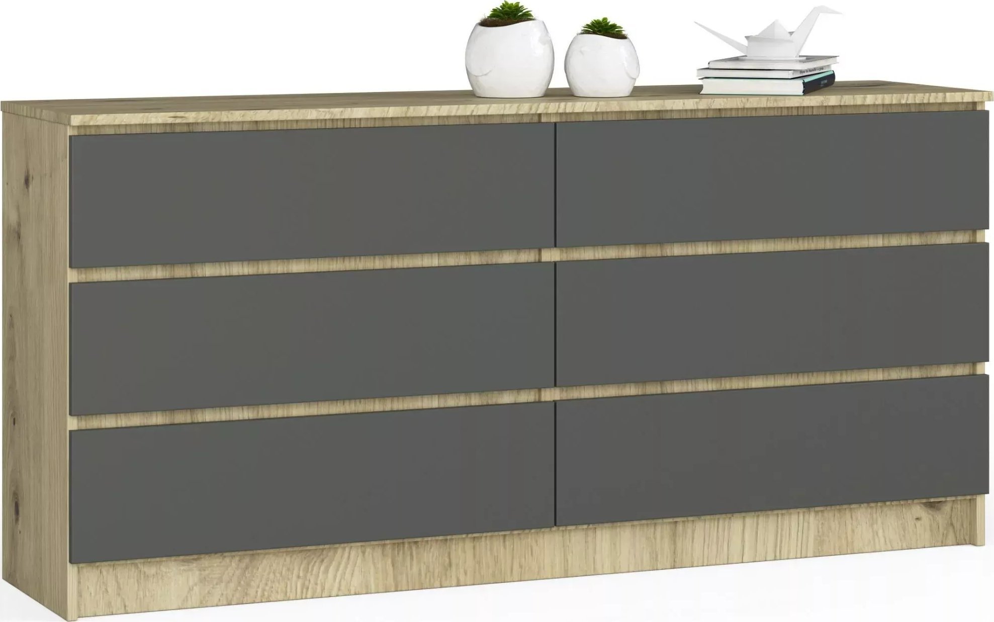 Elior Młodzieżowa komoda z szufladami dąb artisan + grafit - Olin 3X