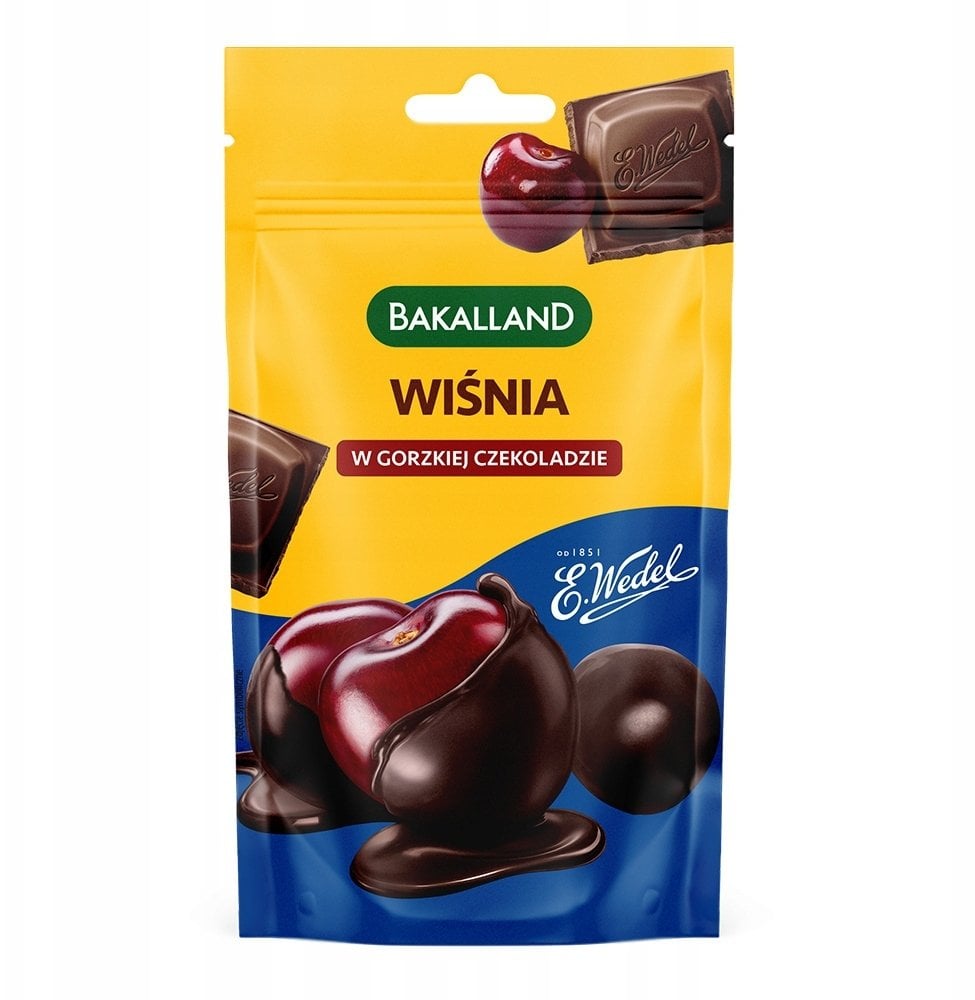 Wiśnia w gorzkiej czekoladzie, BAKALLAND, 74g