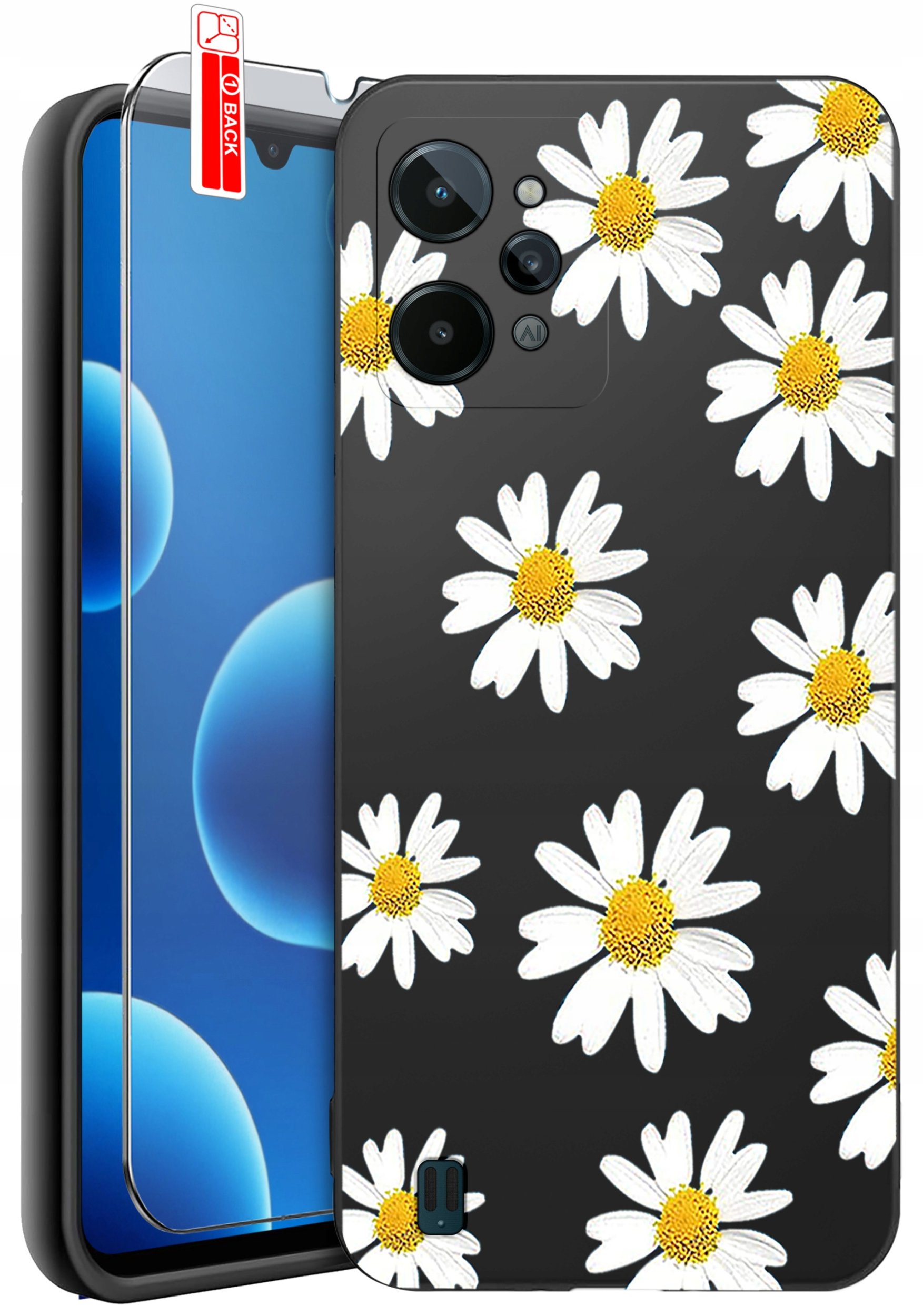 ETUI do Realme C31| WZORY | SILIKONOWE MATT CASE + SZKŁO 9H