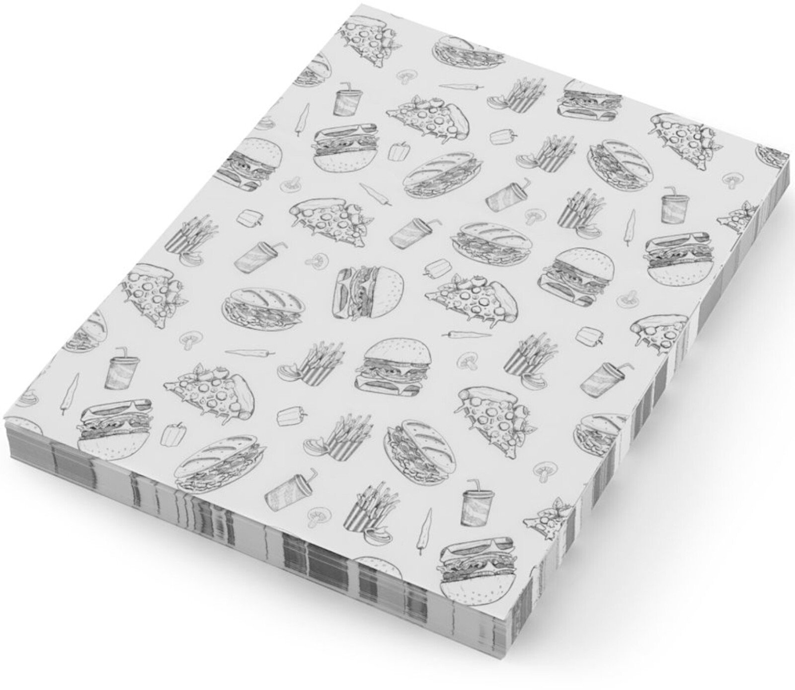 Hendi Papier pergaminowy do przekąsek frytek 20x25 cm wzór fast food - 500 szt.