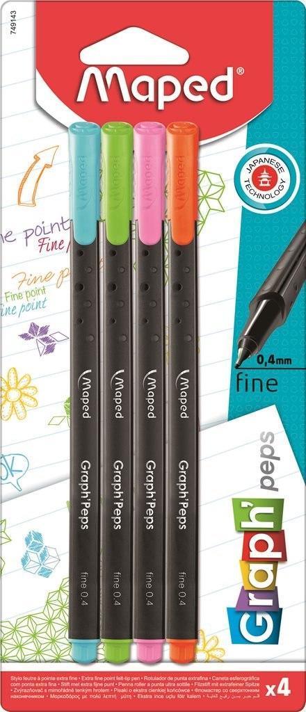 Maped Cienkopis GRAPH PEPS kolory fancy 4 szt Maped 749143