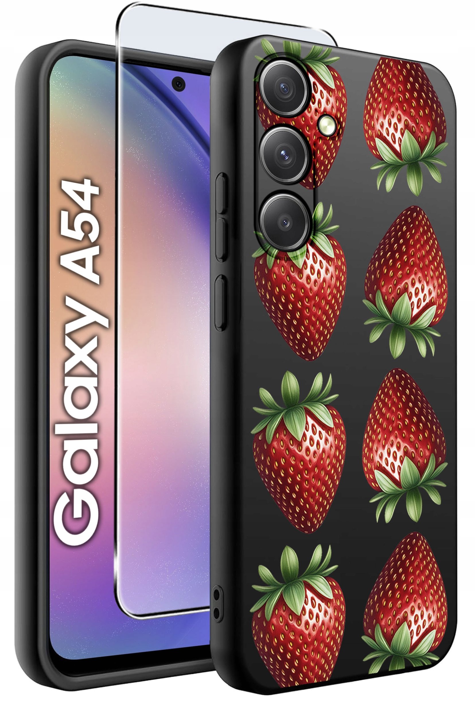 ETUI do Samsung A54 5G WZORY | SILIKONOWE MATT CASE + SZKŁO 9H