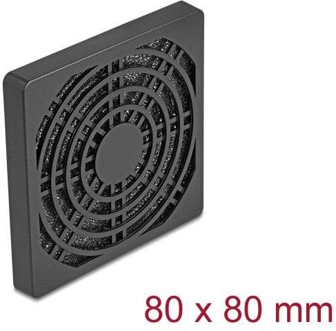 DELOCK Luftergitter mit Staubfilter 80 x 80mm schwarz