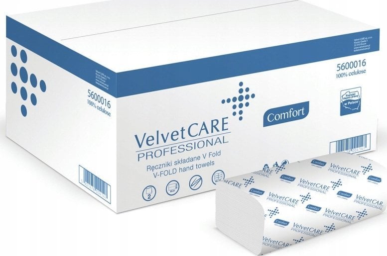 Velvet Ręczniki składane Care V-Fold 2w celuloza białe (20x150)