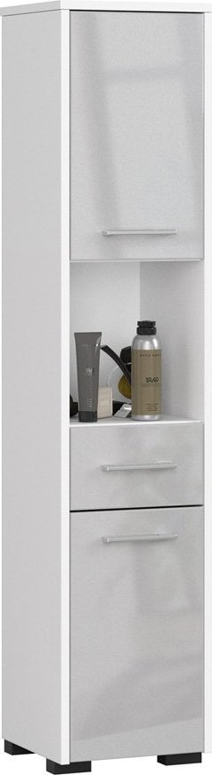 Elior Minimalistyczny regał łazienkowy biały + metalik połysk - Orraro 4X