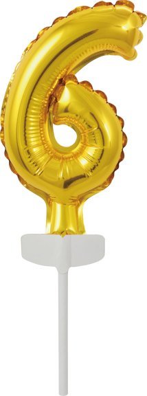 AMSCAN Balon foliowy mini cyfra 6 złota 7x12cm