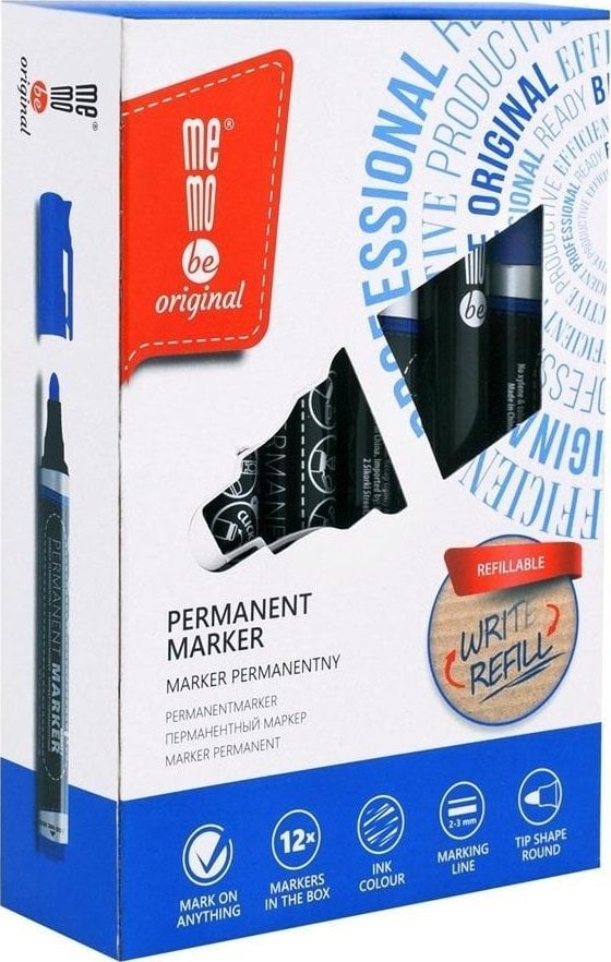MemoBe Marker permanentny niebieski (12szt)