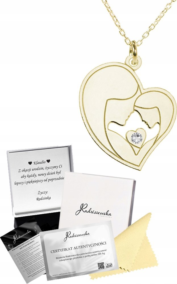 Radziszewska Jewellery Złoty Naszyjnik Matka z Córką SREBRO 925 Prezent Biżuteria GRAWER GRATIS