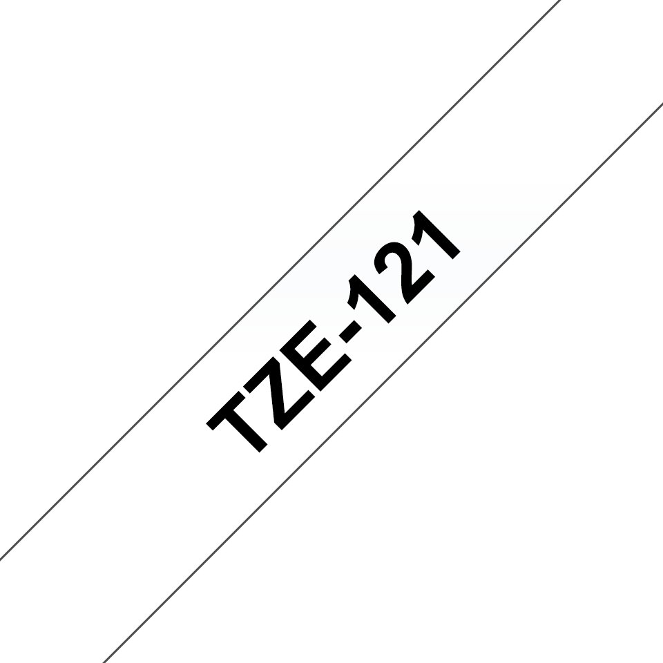 Brother | TZe-121 Laminated Tape | Czarny na przezroczystym | TZe | 8 m | 9 cm