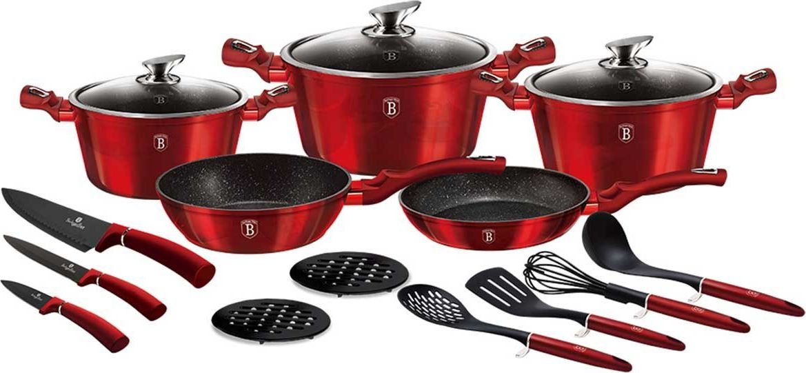 Berlinger Haus Zestaw garnków METALLIC BURGUNDY [BH-6162]